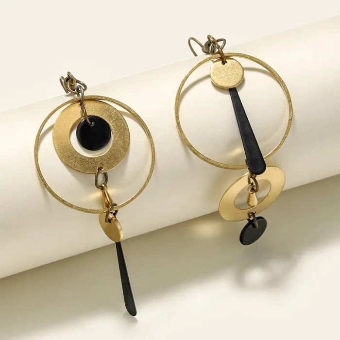 Vintage Mismatched Geometric Circle earrings