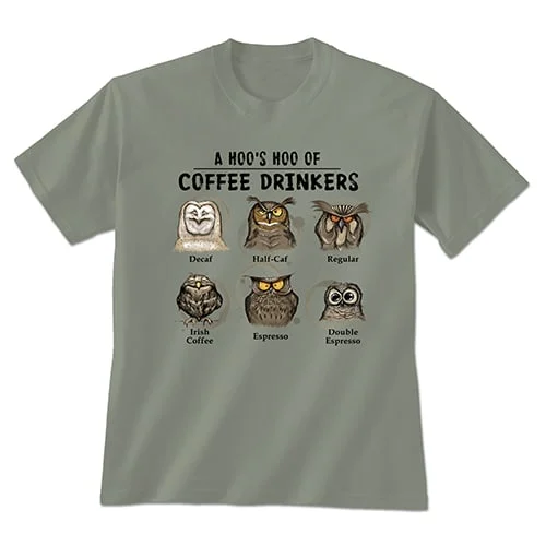 Coffee Drinking Owl Tee